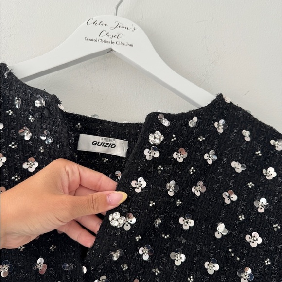GUIZIO Shiloh Sequin Tweed Black Jacket XXL - Picture 7 of 13